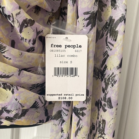 Free People Mabel Printed Lilac Combo Top Size Small - Picture 11 of 11